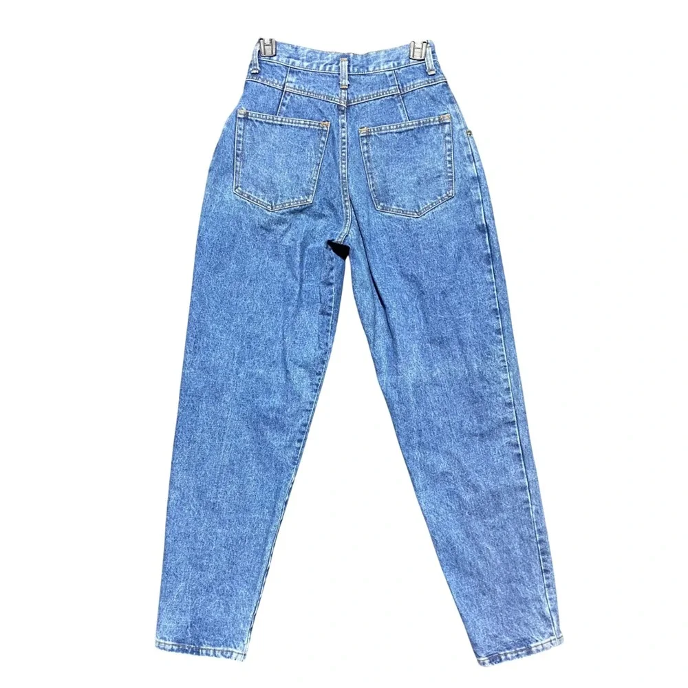 Vintage Gap High Waisted Pleated Tapered Jeans Medium Wash Button Fly Womens 7/8